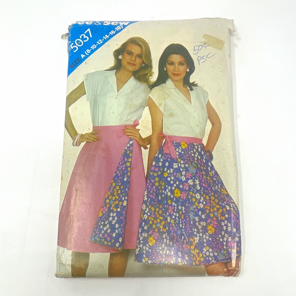 See & Sew by Butterick 5037 Vintage Blouse & Reversible Skirt Pattern Size 8-18
